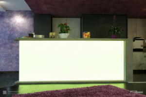 LED-Theke: Empfangstheke mit weißem Flächenlicht